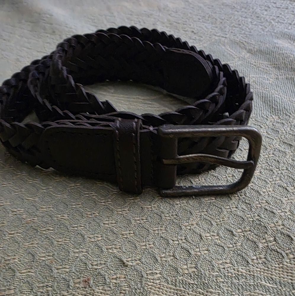 Black Braided Leather Belt